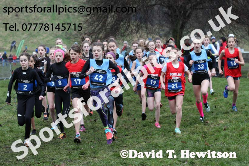 Inter District girls under-13s, 2018 Simplyhealth Great Edinburgh International XCountry. Photo: David T. Hewitson/Sports for All Pics